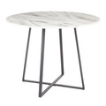 Cosmo table in Black Metal, White Marble, Blue Fabric, close-up detail, featuring marble design and metal design