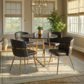 Cosmo table set in Gold Metal, Black MDF, Black PU, featuring faux leather design and leather design