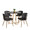 Cosmo table set in Gold Metal, Black MDF, Black PU, product view, featuring faux leather design and leather design