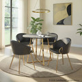 Cosmo table set in Gold Metal, Black MDF, Black PU, featuring faux leather design and leather design