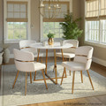 Cosmo table set in Gold Metal, White MDF, White PU, featuring faux leather design and leather design