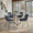 Cosmo table set in Black Metal, Black MDF, Blue PU, featuring faux leather design and leather design