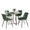 Cosmo table set in Black Metal, Black MDF, Green PU, product view, featuring faux leather design and leather design