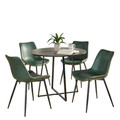 Cosmo-durango Contemporary Dining Set in Black Metal, Black Mdf, and Green Faux Leather- 5 Piece — product view