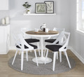 Dakota table in White Steel, White Wood, Charcoal Fabric, White Textured Wood, featuring upholstered seat and wood frame