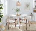 Dakota table in White Steel, White Wood, Copper Metal, Whitewashed Wood, cream Noise Fabric, featuring wood frame