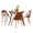 Folia - Anabelle Mid-Century Modern Square Dining Set in Walnut Wood and Cream Fabric- 5 Piece — side view