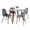 Folia table set in Walnut Wood, Clear Glass, Walnut Metal, Grey Velvet, product view, featuring velvet design and glass design