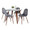 Folia table set in Walnut Wood, Clear Glass, Walnut Metal, Grey Velvet, side view, featuring velvet design and glass design