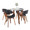 Folia-symphony Mid-Century Modern Square Dining Set in Walnut Wood with Square Glass Tabletop and Black Faux Leather- 5 Piece — product view