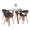 Folia-symphony Mid-Century Modern Square Dining Set in Walnut Wood with Square Glass Tabletop and Black Faux Leather- 5 Piece — side view