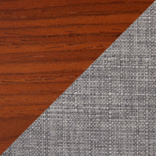 Folia table in Walnut Wood, Clear Glass, Grey Fabric, featuring glass design and wood design