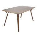 Folia table set in Walnut Wood, Beige Fabric, close-up detail, featuring wood design and fabric design