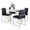 Fuji High Back Contemporary Dining Set in Brushed Stainless Steel, Clear Glass and Black Faux Leather- 5 Piece — side view