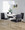 Fuji High Back Contemporary Dining Set in Brushed Stainless Steel, Clear Glass and Black Faux Leather- 5 Piece — lifestyle photo 2