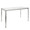 Fuji table set in Brushed Stainless Steel, Clear Glass, Grey PU, close-up detail, featuring faux leather design and leather design