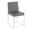 Fuji table set in Brushed Stainless Steel, Clear Glass, Grey PU, close-up detail, featuring faux leather design and leather design