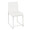 Fuji table set in Brushed Stainless Steel, Clear Glass, White PU, close-up detail, featuring faux leather design and leather design