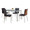 Fuji-mason Swivel Contemporary Dining Set in Brushed Stainless Steel, Clear Glass, Walnut Wood and Black Faux Leather- 5 Piece — product view