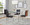 Fuji-mason Swivel Contemporary Dining Set in Brushed Stainless Steel, Clear Glass, Walnut Wood and Black Faux Leather- 5 Piece — lifestyle photo 1