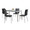 Fuji table set in Brushed Stainless Steel, Clear Glass, Black PU, product view, featuring faux leather design and leather design