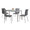 Fuji-mason Upholstered Swivel Contemporary Dining Set in Brushed Stainless Steel, Clear Glass, and Grey Faux Leather- 5 Piece — product view