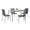 Fuji-mason Upholstered Swivel Contemporary Dining Set in Brushed Stainless Steel, Clear Glass, and Grey Faux Leather- 5 Piece — side view