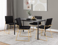 Fuji table in Black Metal, Black Wood, Black Velvet, Gold Metal, featuring velvet design and wood design