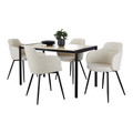 Fuji-boyne Contemporary Dining Set in Black Metal, Natural Wood and Cream Noise Fabric- 5 Piece — product view