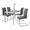 Fuji-foster Contemporary Dining Set in Stainless Steel, Clear Glass and Grey Faux Leather- 5 Piece — side view