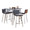 Marcel table in Chrome Metal, Black Wood, Walnut Wood, Grey PU, Stainless Steel, side view, featuring swivel