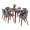 Folia table set in Walnut Wood, Grey Noise Fabric, product view, featuring fabric design