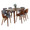 Folia table set in Walnut Wood, Grey Fabric, side view, featuring fabric design