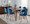 Folia table set in Walnut Wood, Walnut Metal, Blue Velvet, featuring velvet design
