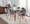 Folia table set in Walnut Wood, Walnut Metal, Grey Velvet, featuring velvet design