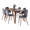 Folia table set in Walnut Wood, Walnut Metal, Grey Velvet, product view, featuring velvet design