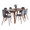 Folia table set in Walnut Wood, Walnut Metal, Grey Velvet, side view, featuring velvet design