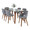 Folia table set in Walnut Wood, Clear Glass, Grey Fabric, product view, featuring glass design and fabric design