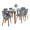 Folia table set in Walnut Wood, Clear Glass, Grey Fabric, side view, featuring glass design and fabric design