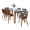 Folia table set in Walnut Wood, Clear Glass, Grey Fabric, product view, featuring glass design and fabric design