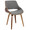 Folia table set in Walnut Wood, Clear Glass, Grey Fabric, close-up detail, featuring glass design and fabric design