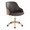 Bacci Contemporary Office Chair in Gold Metal, Walnut Wood, and Brown Faux Leather — product view