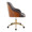 Bacci Contemporary Office Chair in Gold Metal, Walnut Wood, and Brown Faux Leather — side view