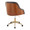 Bacci Contemporary Office Chair in Gold Metal, Walnut Wood, and Brown Faux Leather — rear three-quarter view