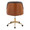 Bacci Contemporary Office Chair in Gold Metal, Walnut Wood, and Brown Faux Leather — back view