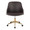 Bacci Contemporary Office Chair in Gold Metal, Walnut Wood, and Brown Faux Leather — front view