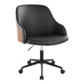 Bacci Contemporary Office Chair in Black Metal, Walnut Wood, and Black Faux Leather — product view