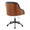 Bacci Contemporary Office Chair in Black Metal, Walnut Wood, and Black Faux Leather — rear three-quarter view