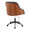 Bacci office chair in Black Metal, Walnut Wood, Brown PU, back and side view, featuring swivel and adjustable height