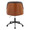 Bacci Contemporary Office Chair in Black Metal, Walnut Wood, and Brown Faux Leather — back view